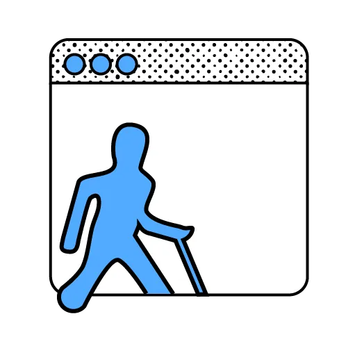 Abstrakte Illustration eines Anwendungsfensters, dessen Inhalt aus ineinandergreifenden Tetris-ähnlichen Blöcken in Weiß, Schwarz und Gelb aufgebaut ist.