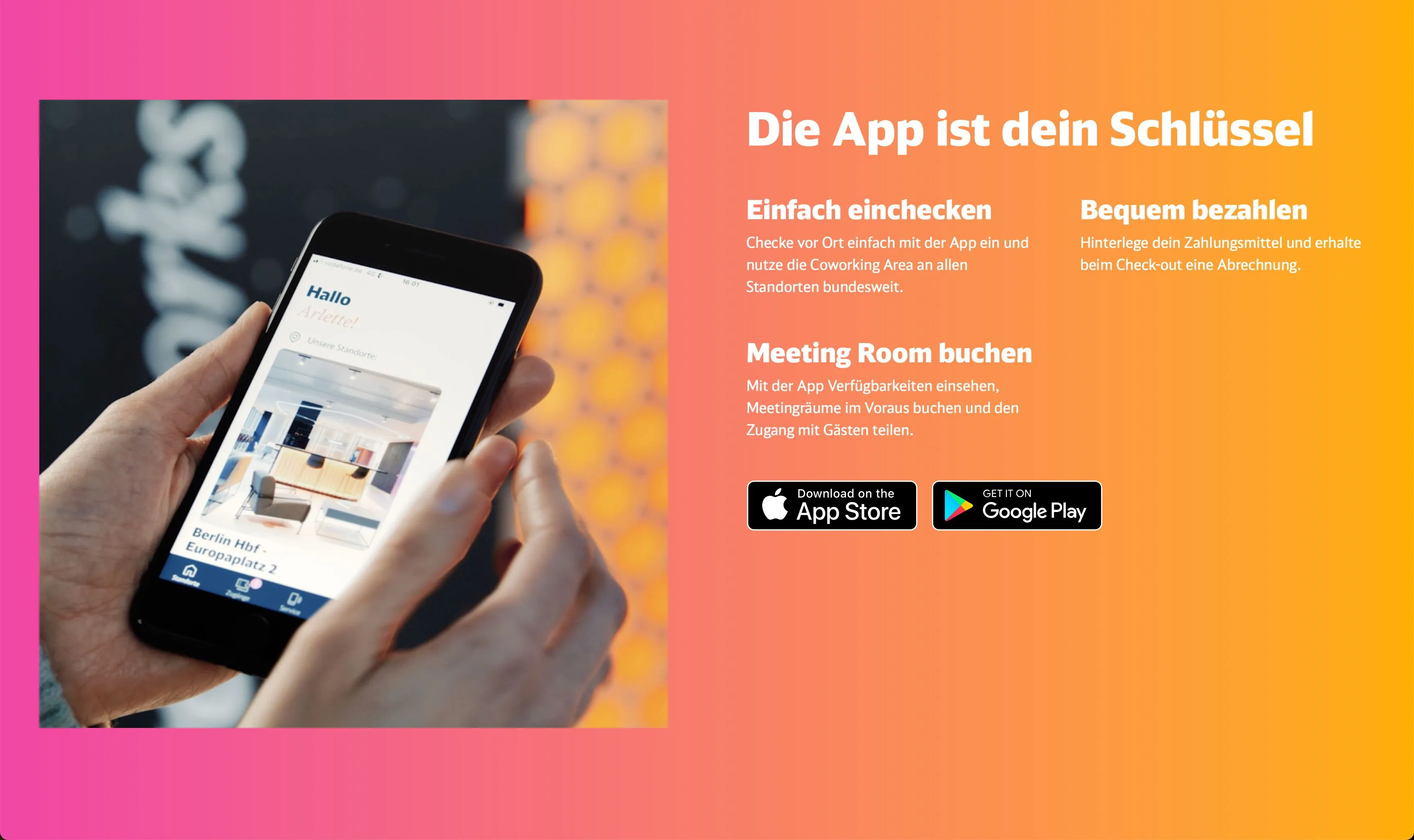 Ein Screenshot mit Informationen über die Everyworks-Mobile-App.