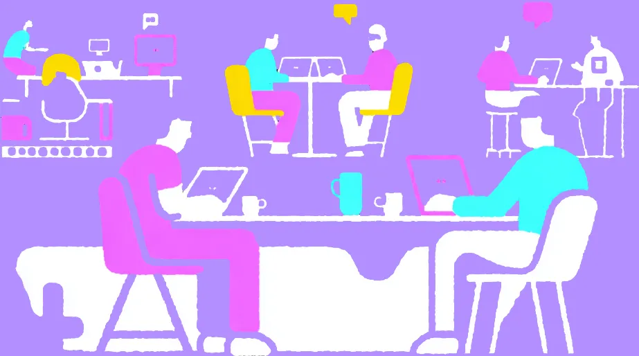 People at desks coding.