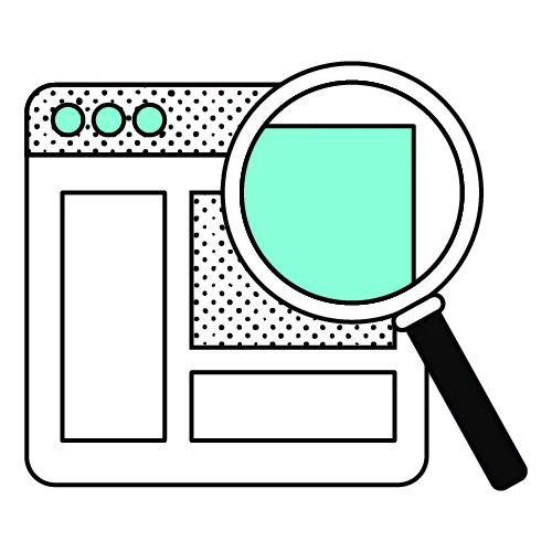 Abstract illustration of an application window with a blue door set into it. The blue door is opening.
