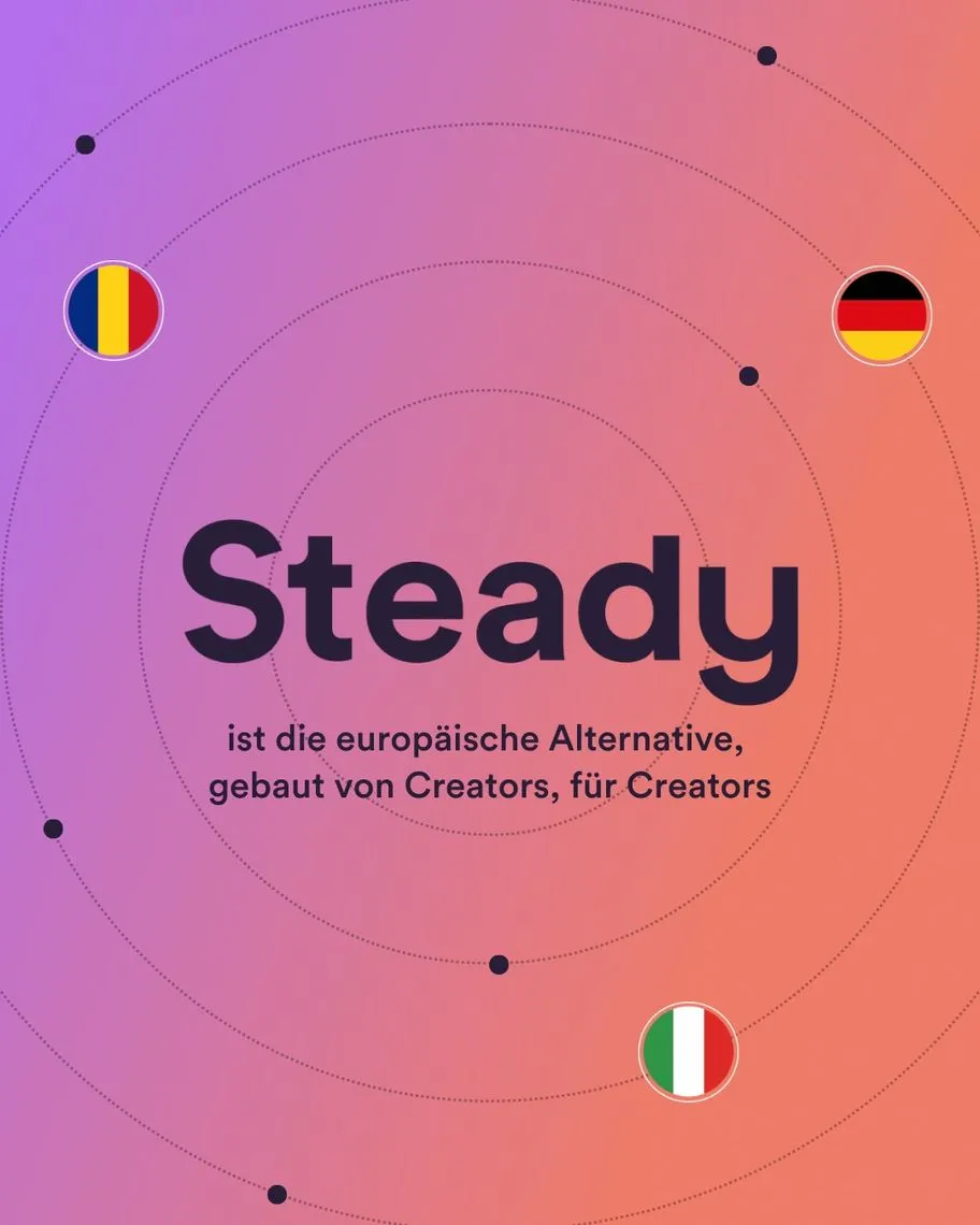 Großes Steady-Logo mit Hintergrund