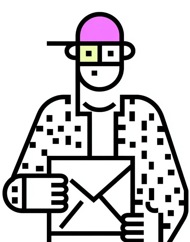 Abstact person holding a letter