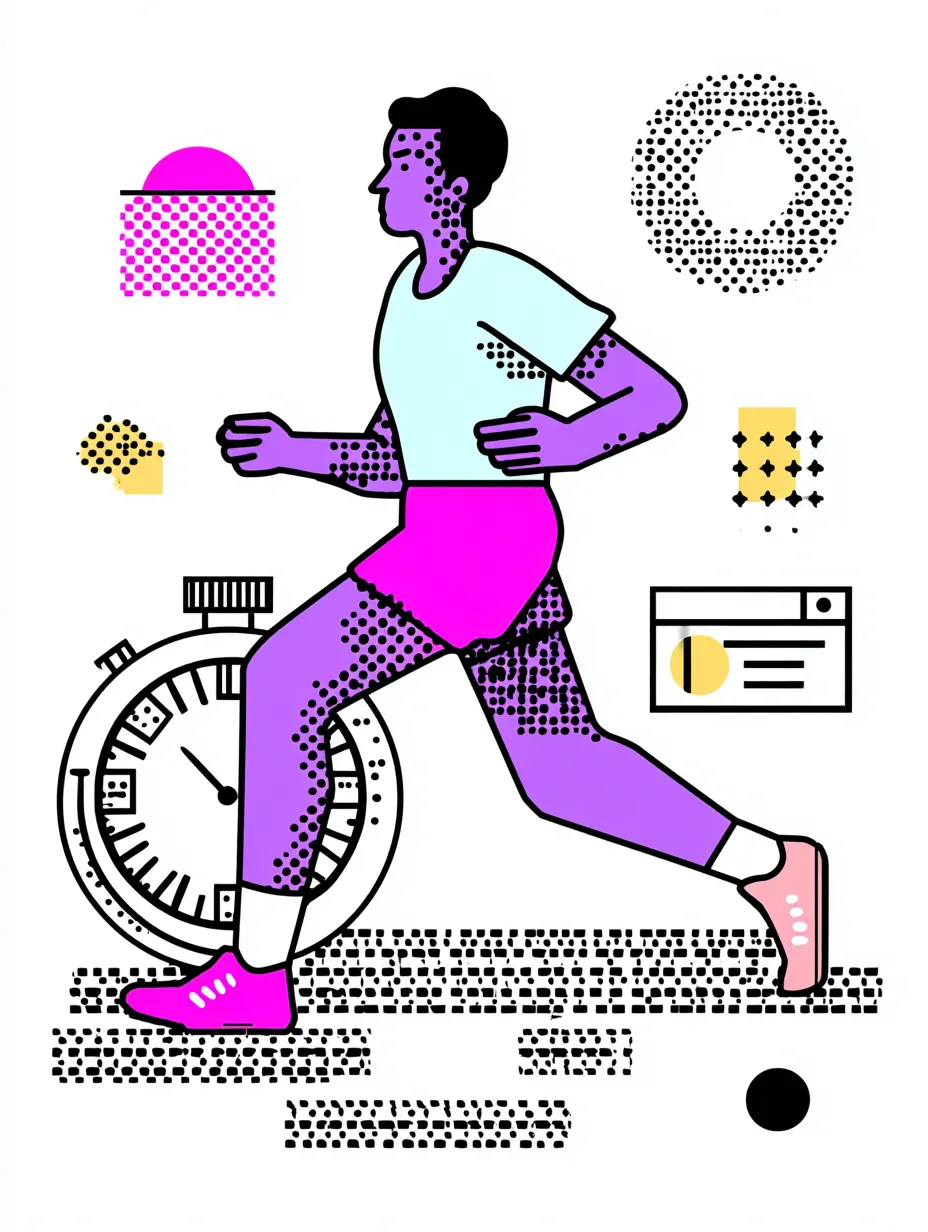 A person running and a bit stopwatch